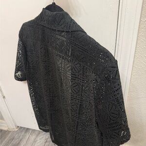 Elegant Black Crochet Shirt